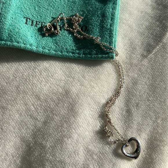 Tiffany & Co. Elsa Peretti Sterling Silver “Open Heart” Pendant Necklace